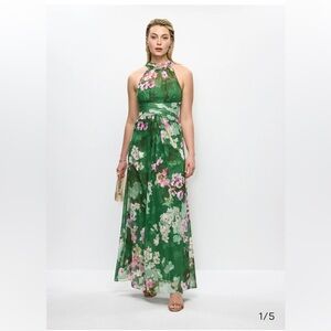 Green floral maxi gown